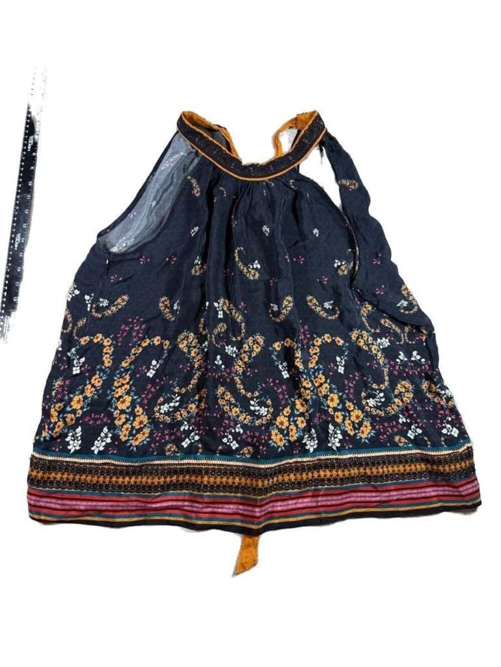 Bhanuni by Jyoti Women's Floral Print Halter Neck tie back Top size XL